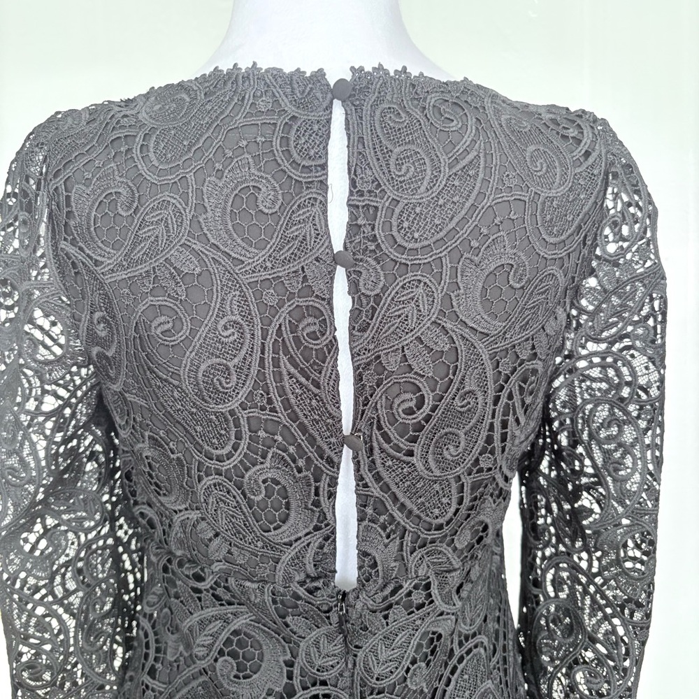 Anthropologie Maeve Embroidered Lace Mini Black Lace Whimsy goth Dress Sz 6 US - Picture 8 of 10